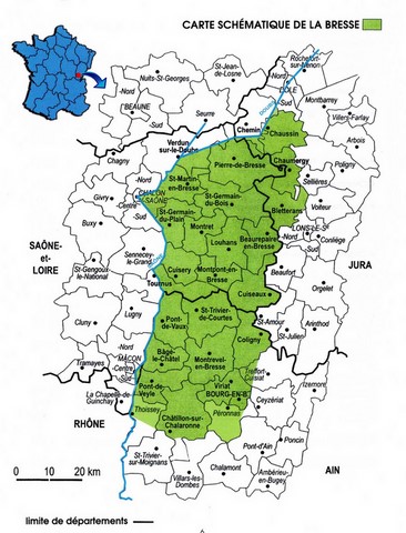 Carte schématique de la Bresse